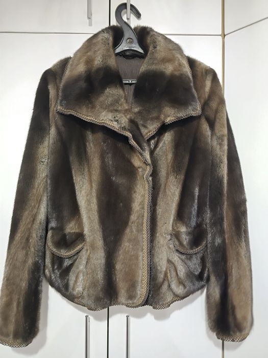 Шуба Норковая Отделка кожанная