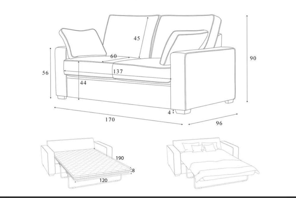 Canapea extensibila 2 locuri 170x96x90