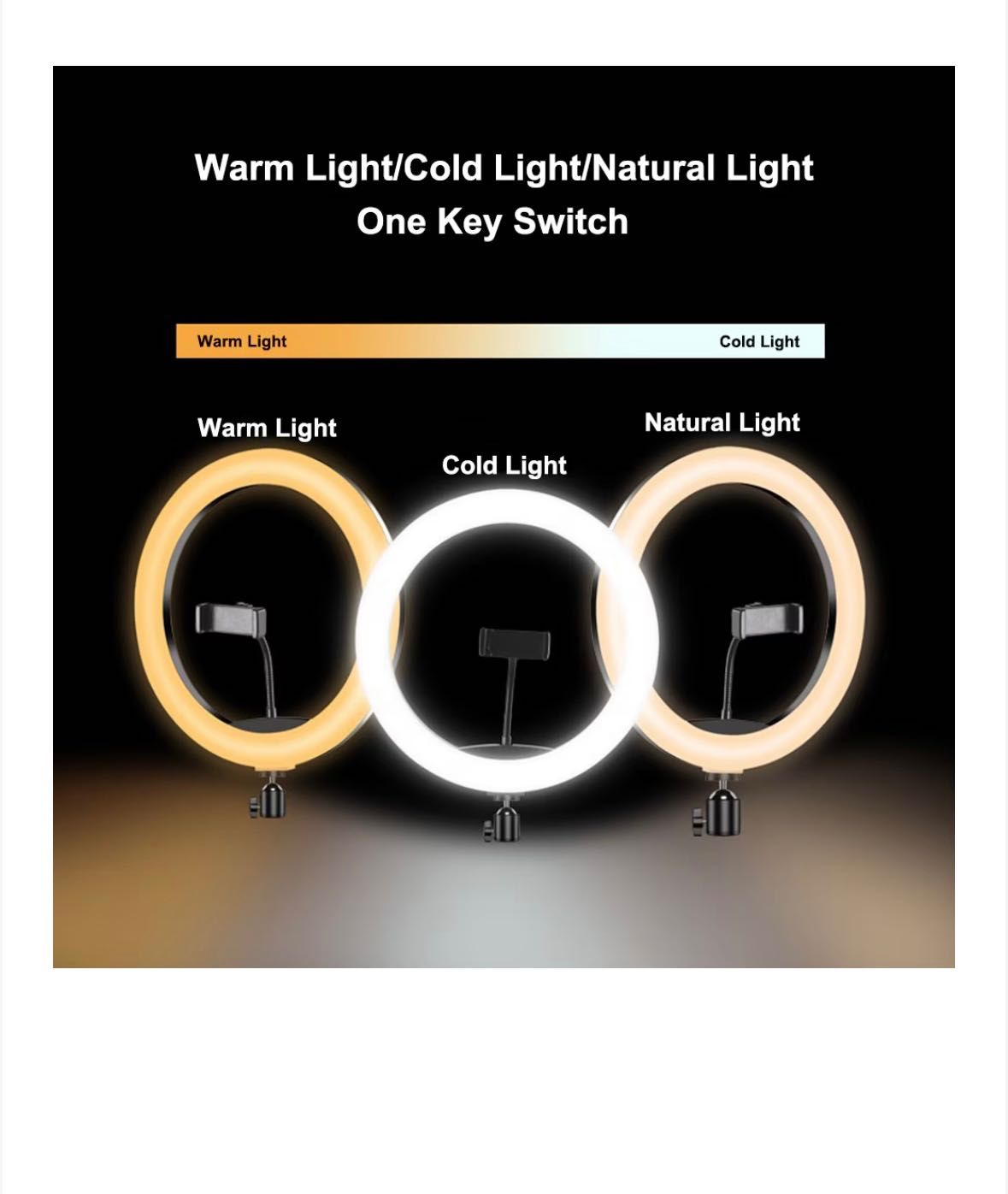LED Selfie Ring лампа със стойка трипод 200см, диаметър 40см