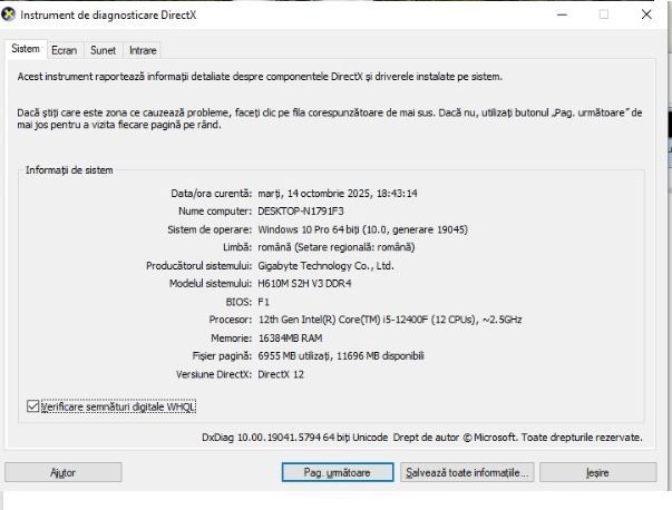 Vand unitate gaming i5 12400F
