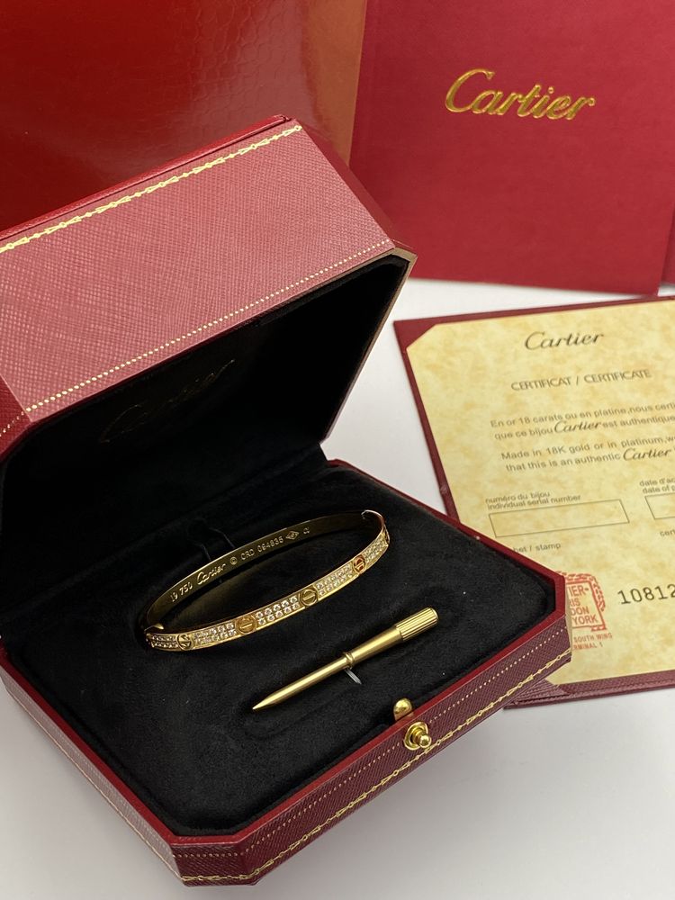 Brățară Cartier LOVE 19 Gold 750 Small Diamonds Full Box