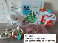 Лот бебе, залъгалки, гризалки, сушилник за шишета, жирафчето Софи
