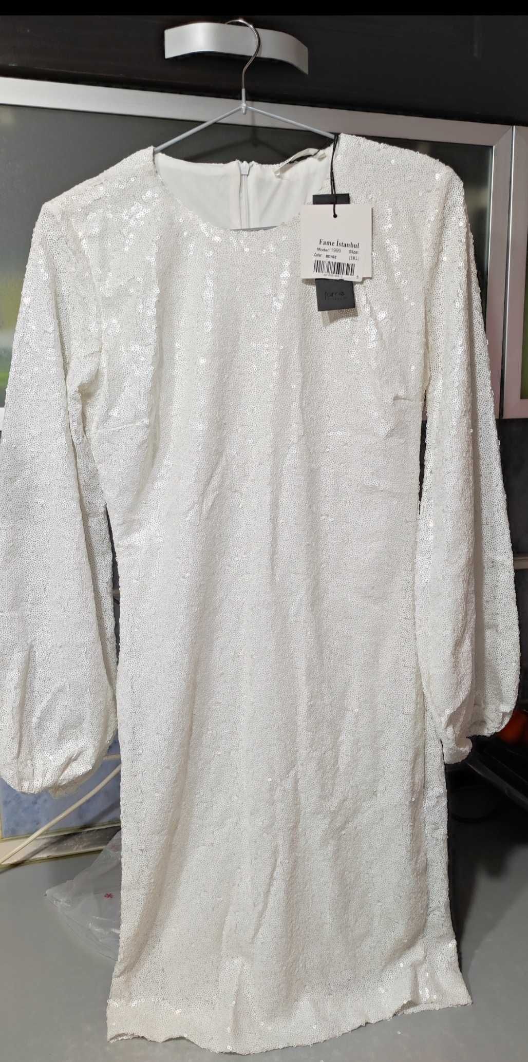 Rochie nouă paiete albe