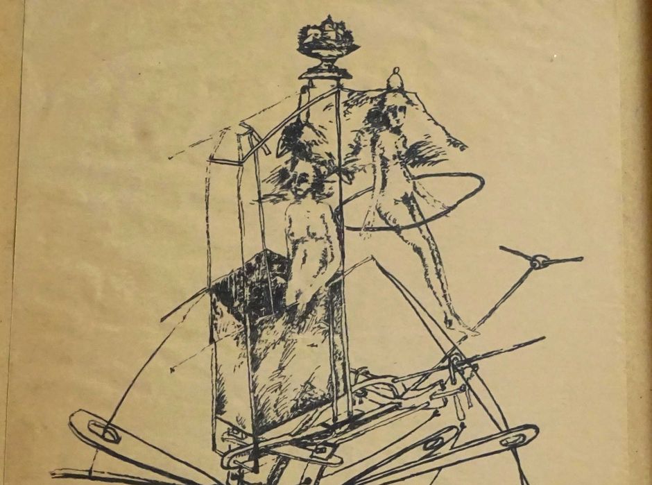 Tablou Stefan Caltia, ’Mașinărie’ - Litografie veche si deosebita