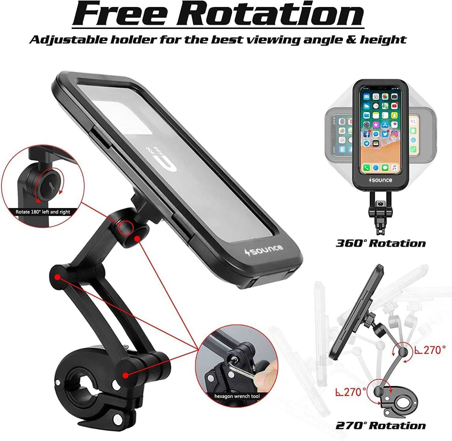 Водоустойчив държач за мобилен телефон Sounce Bike Mount.