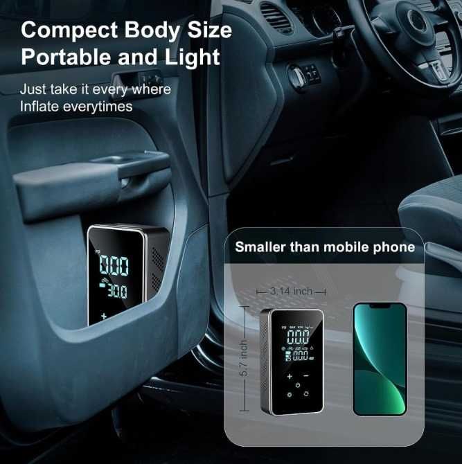 Compresor auto electric, Pompa 6 in 1  12V, cu afisaj digital LCD