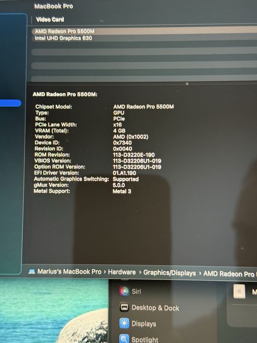MacBook Pro 16 inch 2019 i9 1tb ssd 4gb placa video