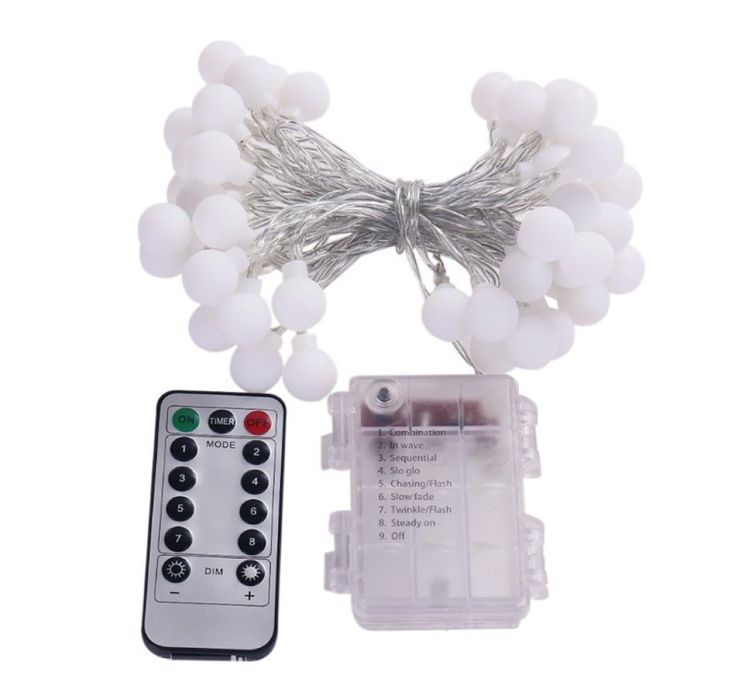 Соларно коледно LED осветление, 60 броя, 6 метра