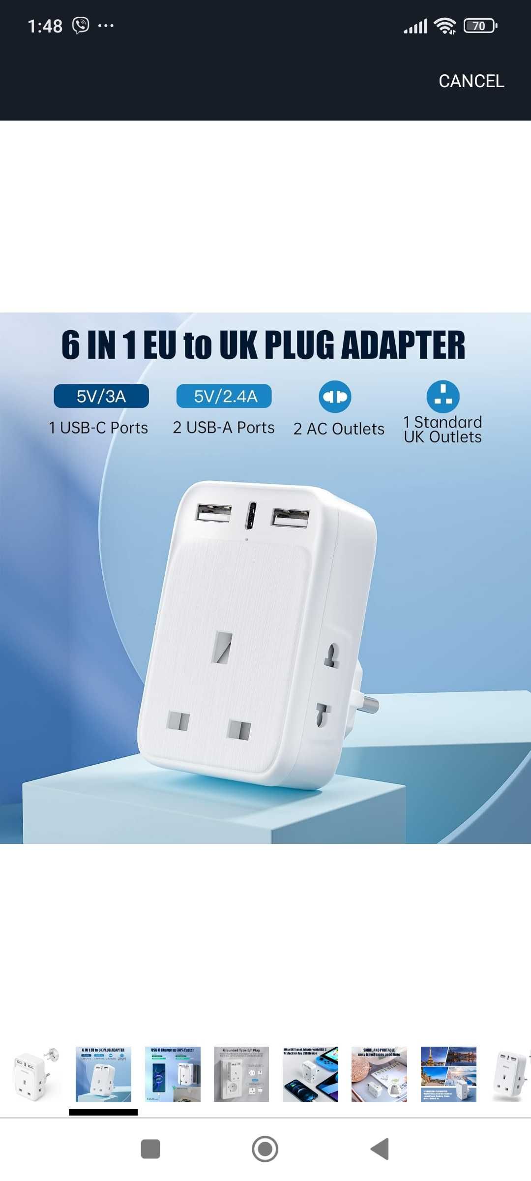 Travel Adapter UK to EU