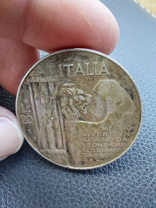Monedă 20 lire Italia an 1928