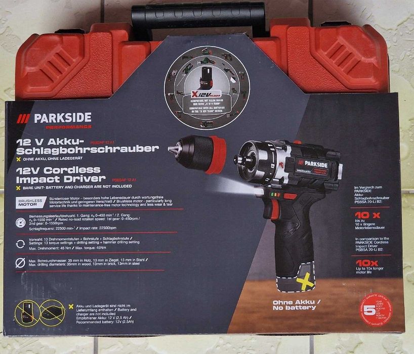 Bormasina cu percuție PARKSIDE PERFORMANCE PSBSAP 12 A1 12 V filetanta