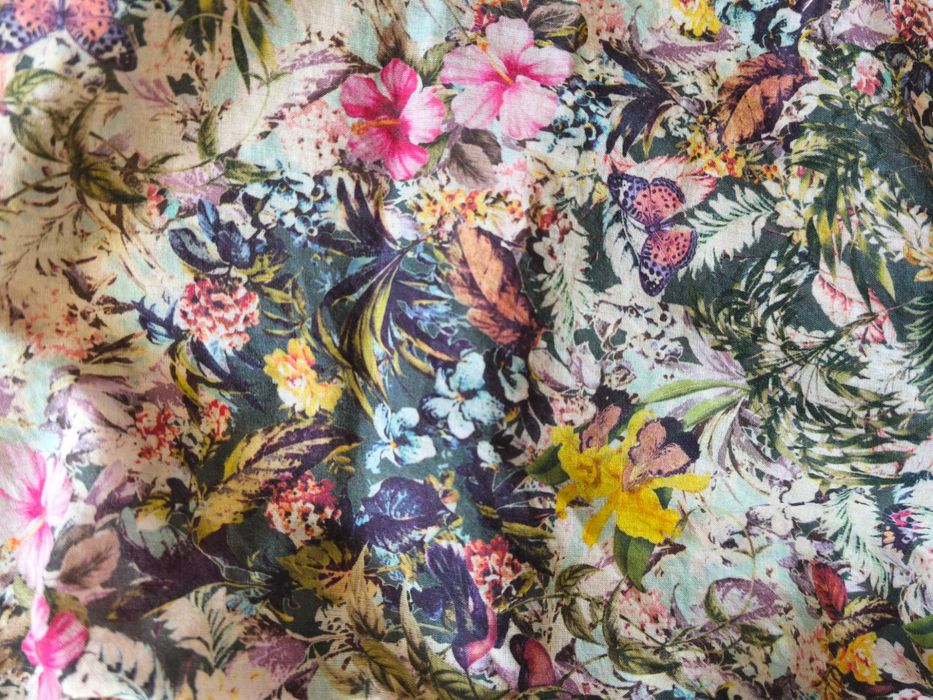 Camasa fara maneci, de vara, cu print floral exotic