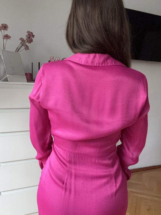 Rochie zara roz satinata