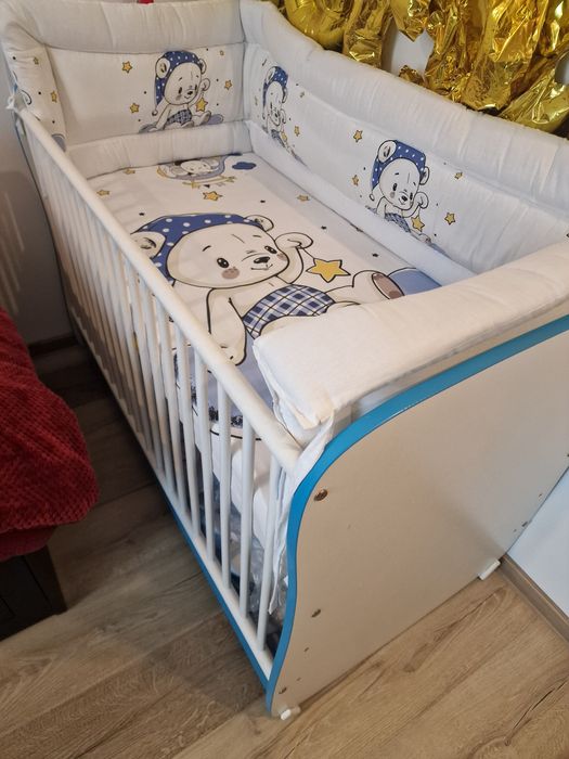 Patut pentru copii cu saltea si 2 lenjerii
