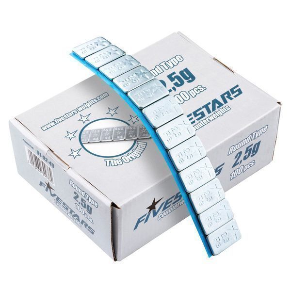 Кутия със самозалепващи се противотежести 2.5 гр. - 100 ленти - 12 бр.