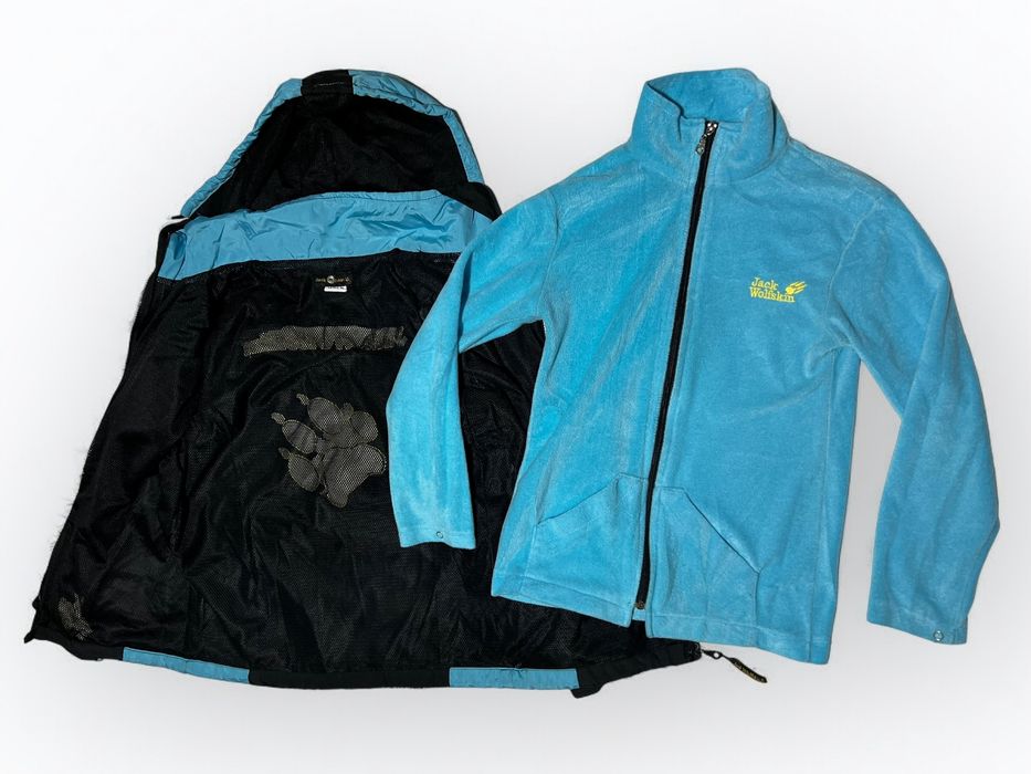 Geaca Jack Wolfskin dubla cu polar copii marimea 152 - 12 ani