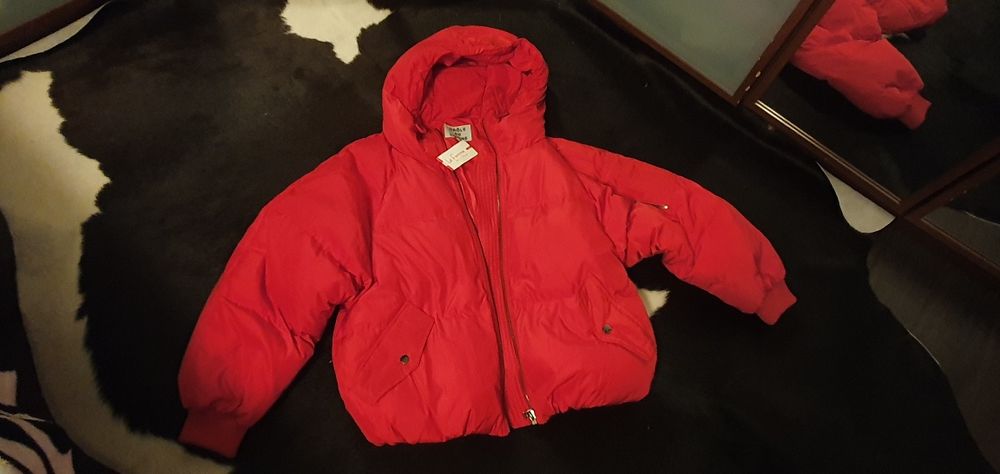 Geaca puf La Femme, culoare rosu, marime M-L / noua