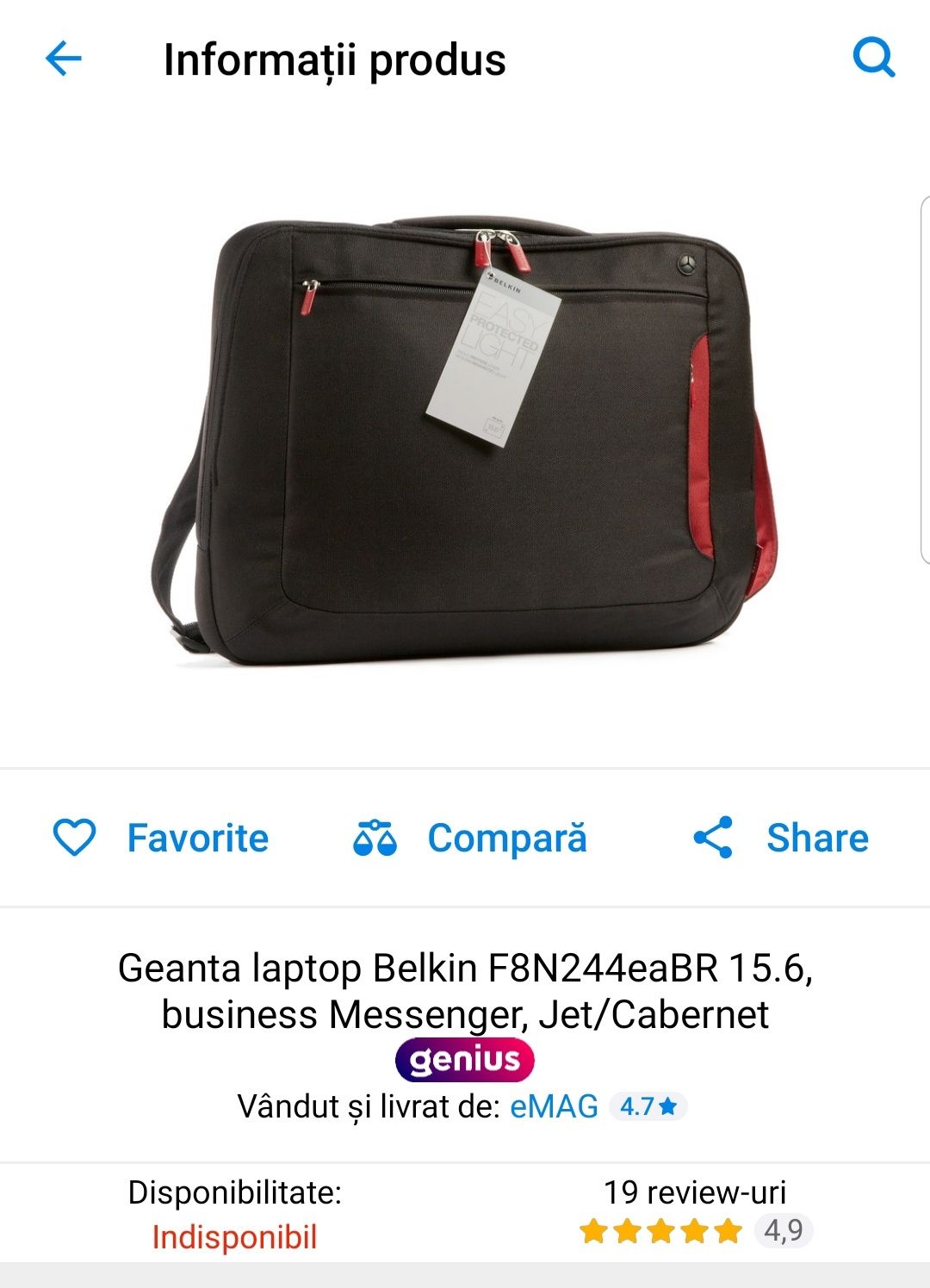 Geanta laptop 17 inch Belkin