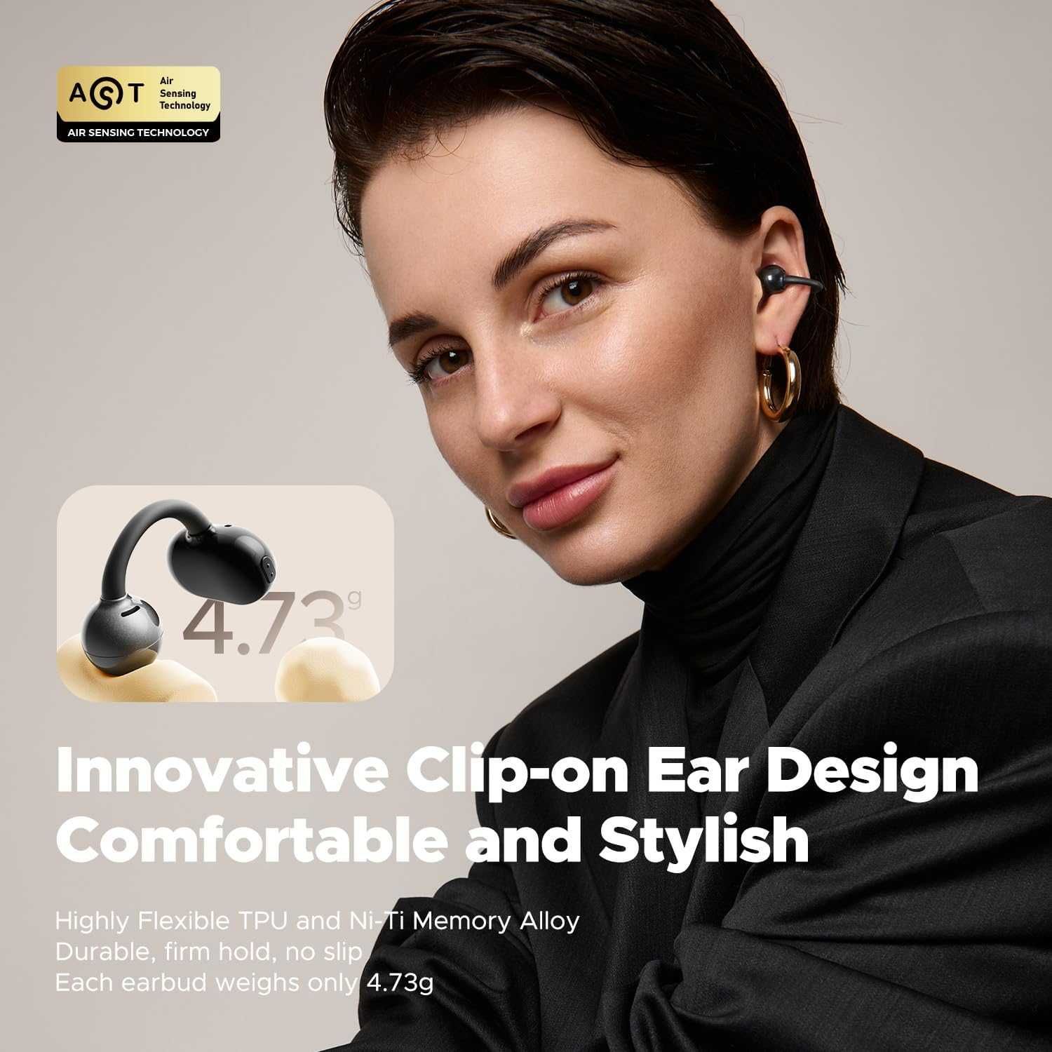 SoundPEATS Ear Clip Слушалки Bluetooth 5.4, отворени PX5 Водоустойчиви