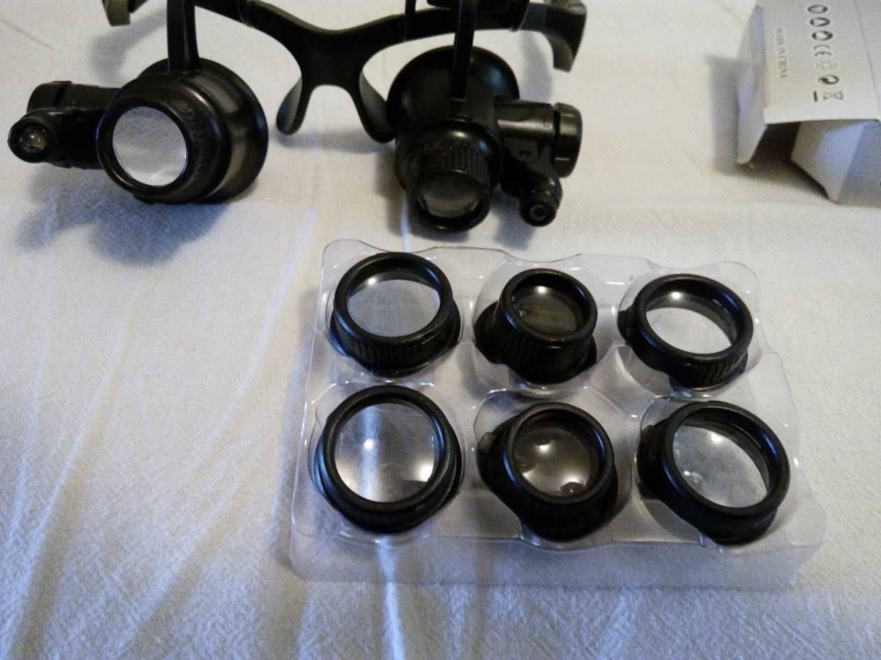 очки+четыре вида увеличительных стекол Х10,Х15,Х20,Х25