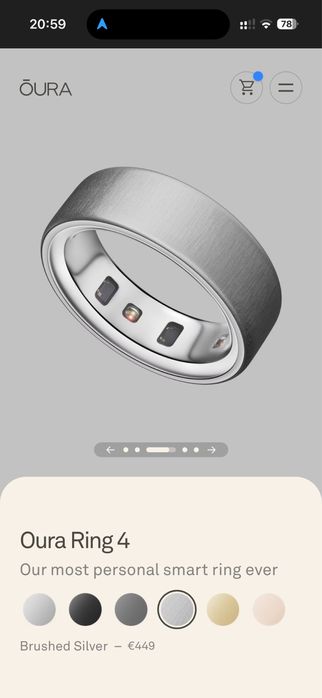 Oura ring 4, brushed silver, 9