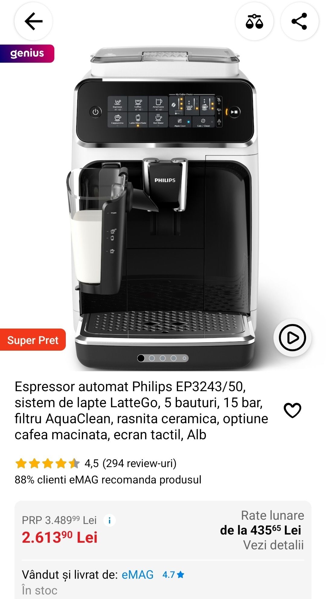 Vând Espressor automat Philips EP3243/50