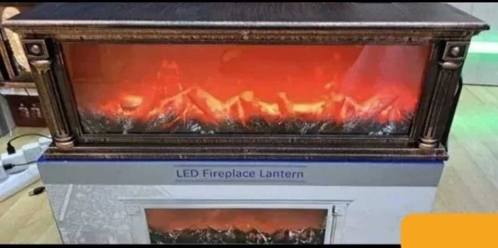 Декоративна LED камина с ефект на истински пламък, 63x23x12см