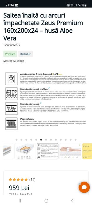 Saltea 160x200x24 Poket,Masaj