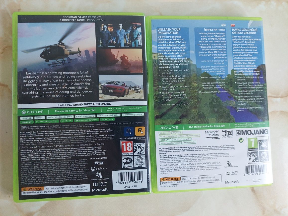 [Xbox360] Vând GTA 5 și Minecraft originale Xbox 360 //poze reale