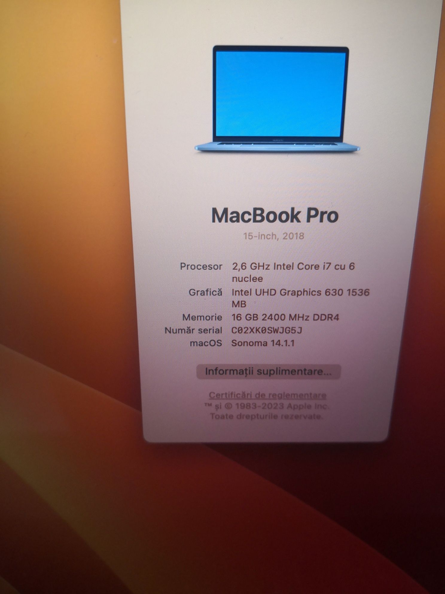 MacBook Pro 15 2018 procesor i7