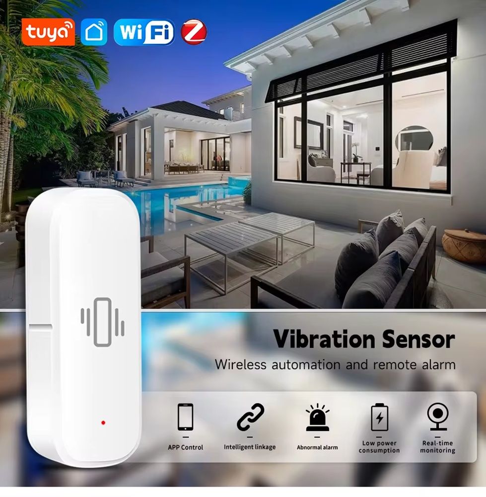 Tuya Smart WiFi или Zigbee Сензор за вибрации