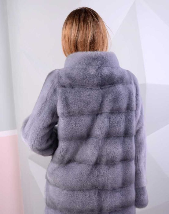 Haina blana vizon , Haină blană nurcă ,  Culoare safir  4in1, Noua!