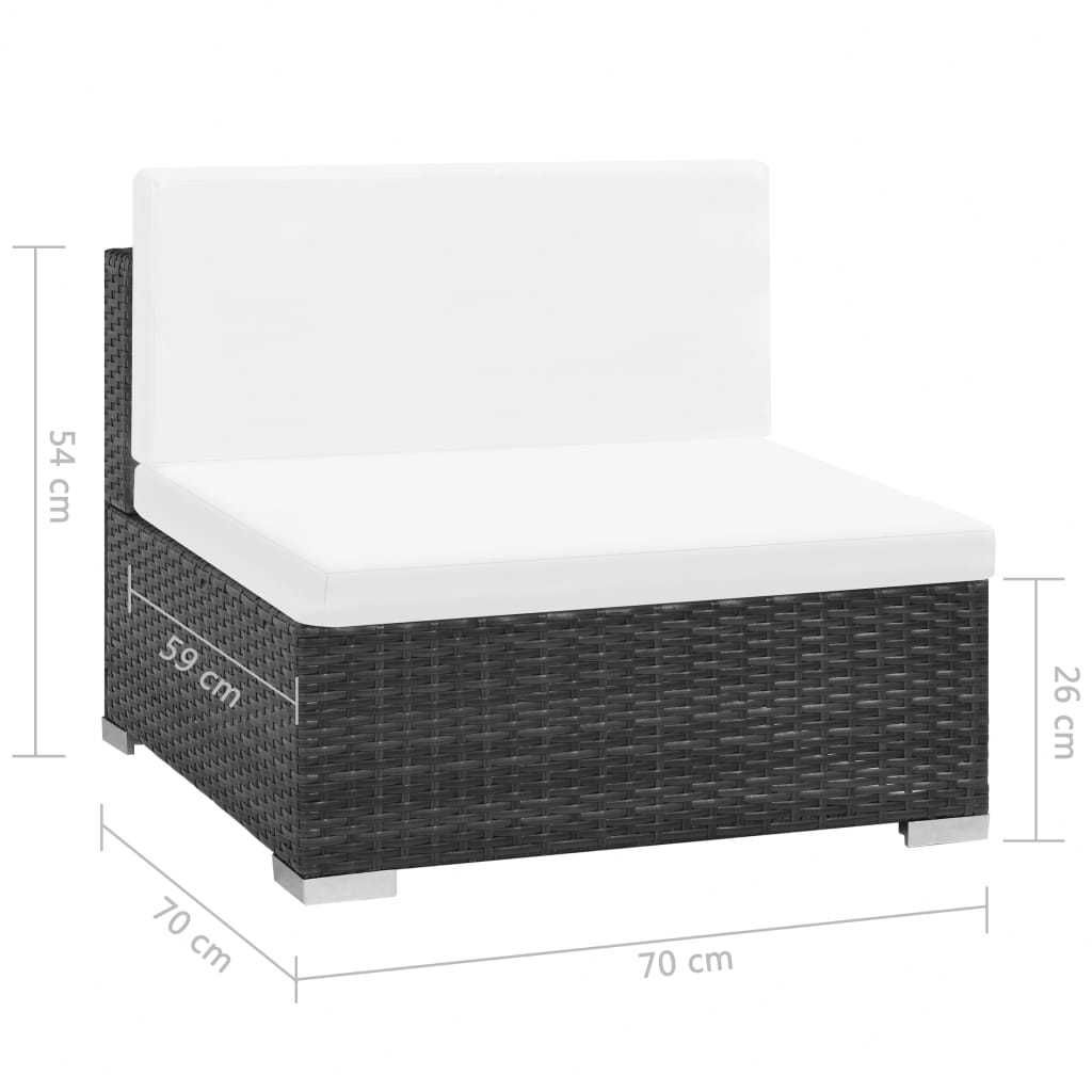Set mobilier de gradina/terasa canapea/coltar Negru Ratan CASERTA