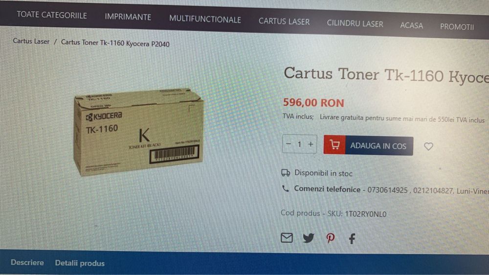 Toner imprimantă