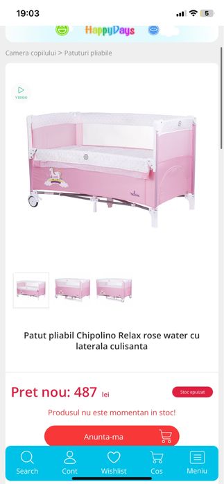 Patut pliabil cu o laterala culisanta