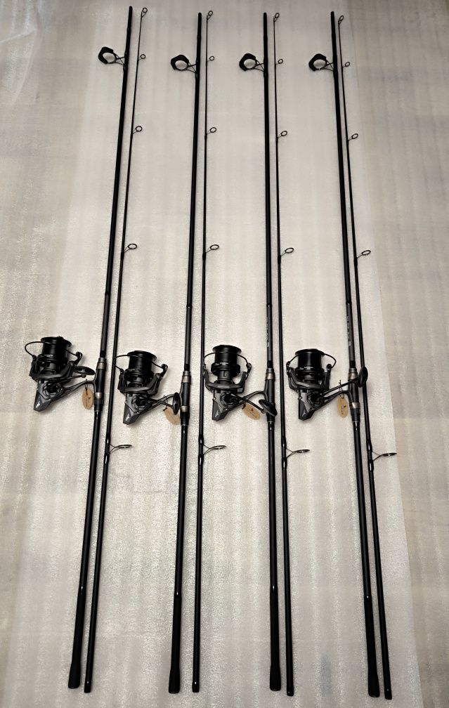 SET 4 Lansete FL EXCIA 3.90m 3.5lbs 2seg +  4 Mulinete Eastshark 10000