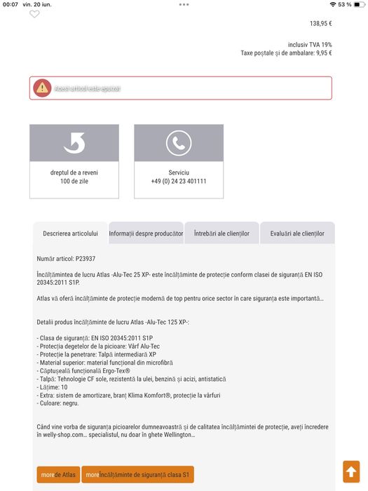 Incaltaminte protectie Atlas Alu-Tec /43