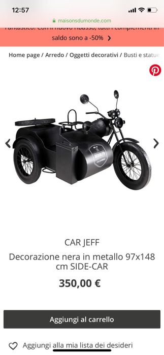 Decoratiune moticicleta cu atas din metal, stil industrial