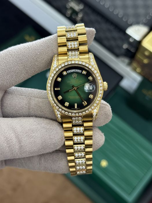 Rolex Day-Date 36mm Green Ice Out