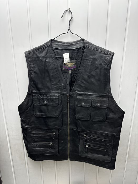 Vesta moto de piele XL Echtes Leader fabricata in Italia