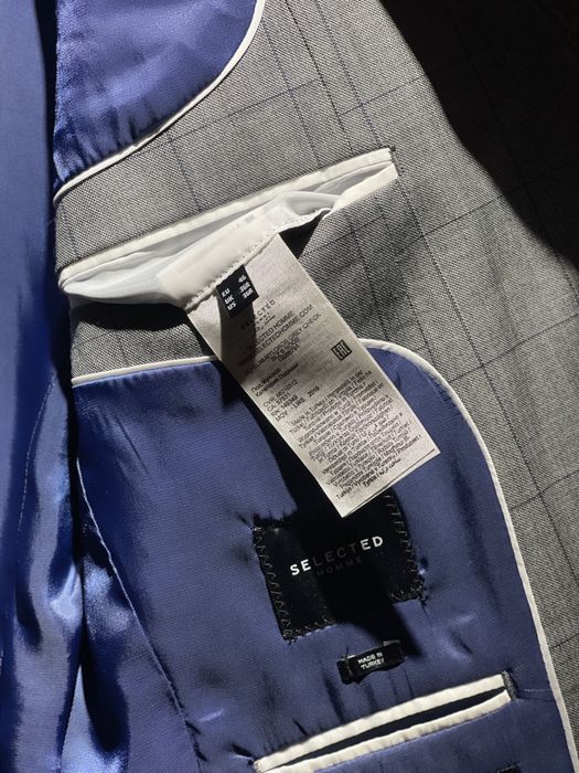 Мъжко сако Selected Homme, размер 46 / 48/ M / L, сиво каре, като ново