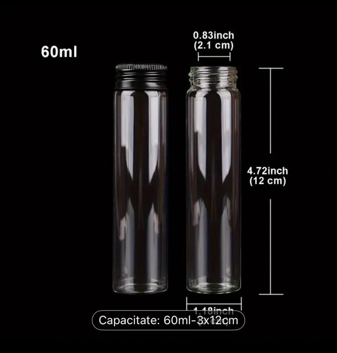 Sticlute de sticla, capacitate 60ml