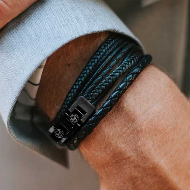 Brățară ROY - TRENDHIM  (Danemarca),din piele naturala  neagră, nouă