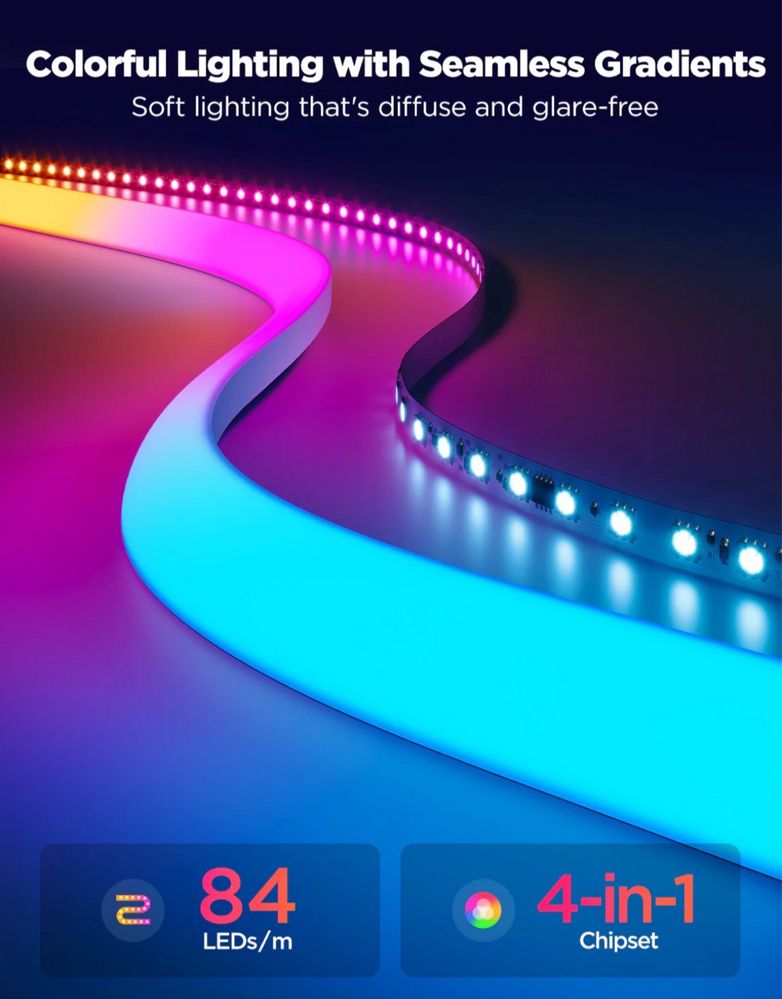 Govee neon rope light Цветна светлина синхронизация на музика