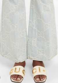 Женская обувь шлепанцы Gucci  Logo Slide в белом и черном.НОВИНКА!!!