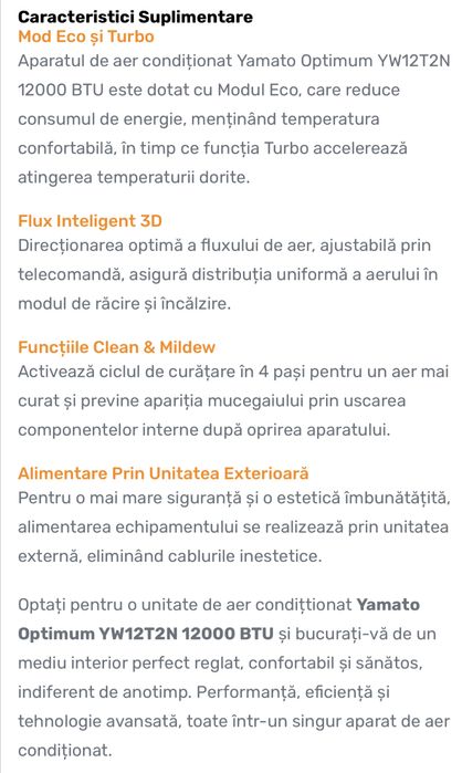 Aer condiționat Yamato 12000btu– Montaj complet – 2700 lei