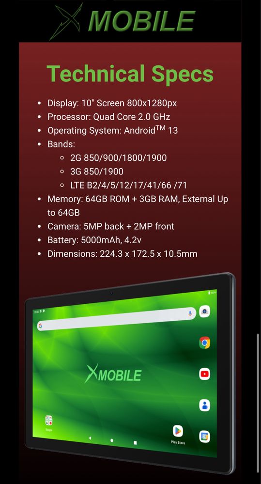 Планшет XMOBILE x10max