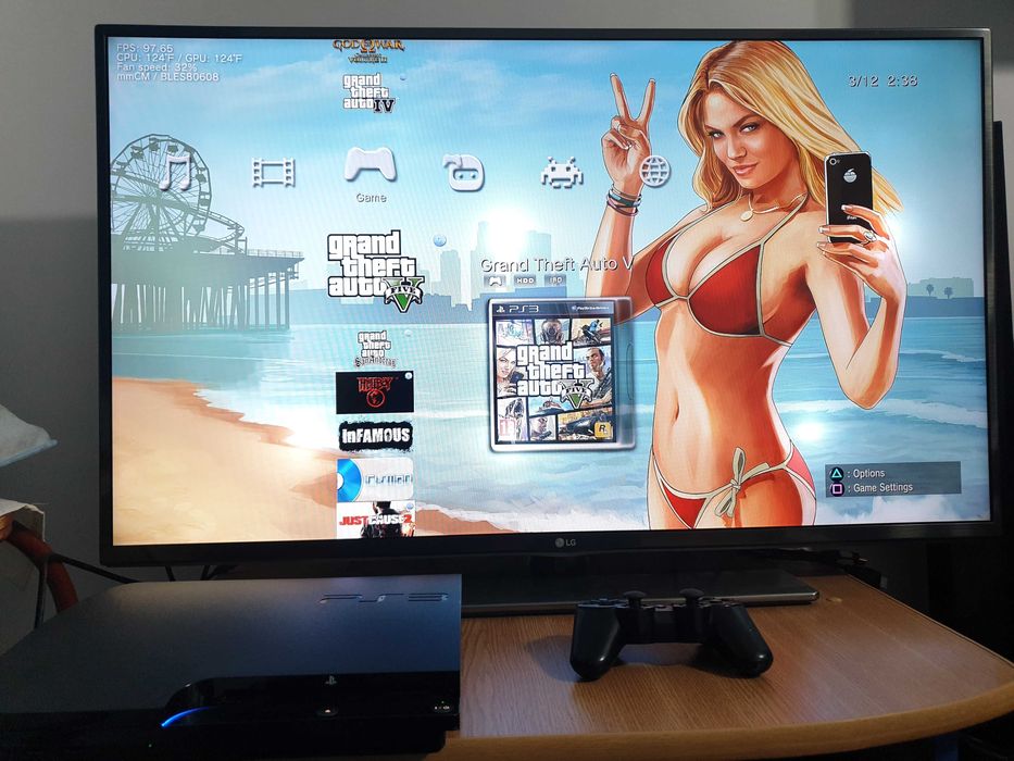 PS3 modat CFW 500 GB + 60 jocuri (GTA V, NFS, Spider-Man, Silent Hill)