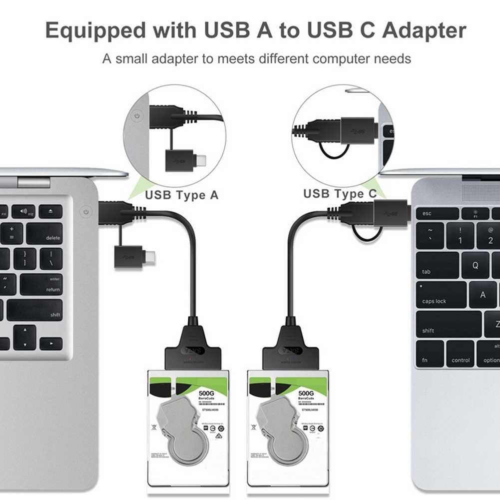 Cablu adaptor USB 3.0 + USB-C la SATA pt HDD / SSD laptop 2.5 inch