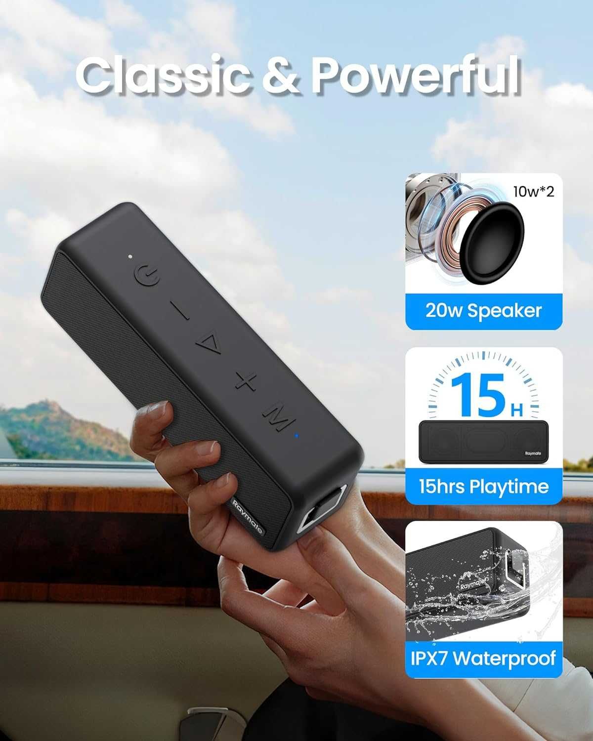 Висококачествена мощна колона Raymate R5 IPX7